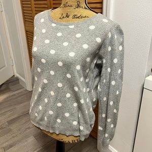 Old Navy Cotton Crewneck Gray and White Polka Dot Sweater - Size XL